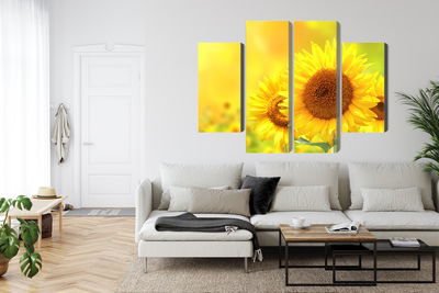 Ljuddämpande tavla - Blooming sunflowers 3d