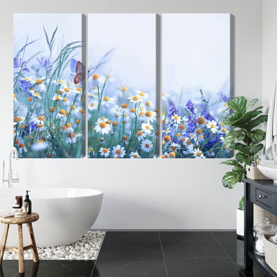 Ljuddämpande tavla - Butterfly and wildflowers