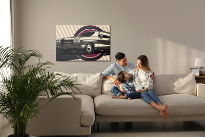 Ljuddämpande tavla - Classic muscle car in retro