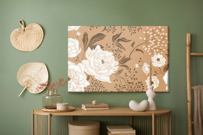 Ljuddämpande tavla - Peonies and leaves