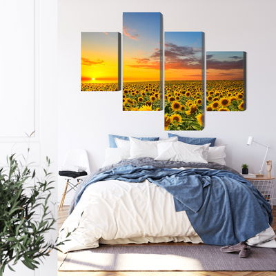 Ljuddämpande tavla - Sunset over a 3d sunflower