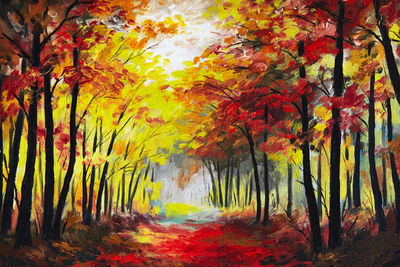 Ljuddämpande tavla - A forest landscape in autumn