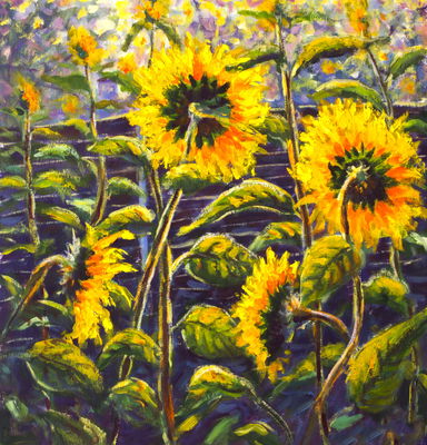 Ljuddämpande tavla - Sunflower flowers as painted