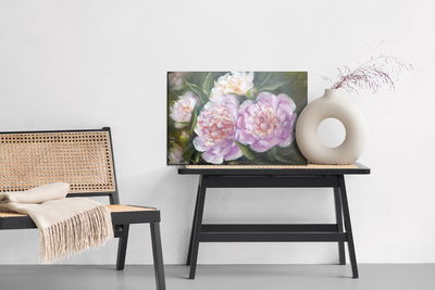 Ljuddämpande tavla - Peonies roses and leaves as