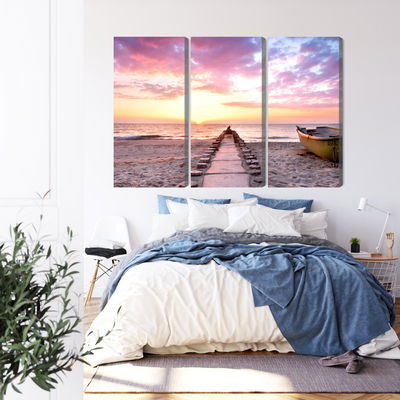 Ljuddämpande tavla - Boat on the beach 3d