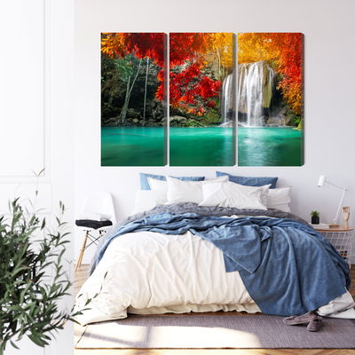 Ljuddämpande tavla - Cascade in the autumn forest