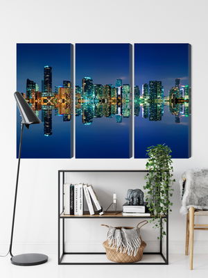 Ljuddämpande tavla - Panorama of miami by night
