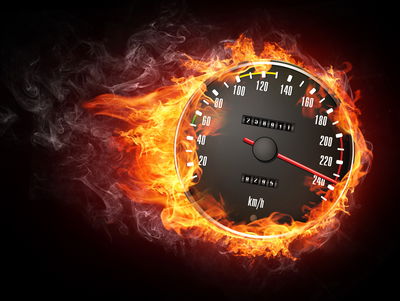 Ljuddämpande tavla - Speedometer in flames