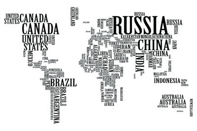 Ljuddämpande tavla - World map with black