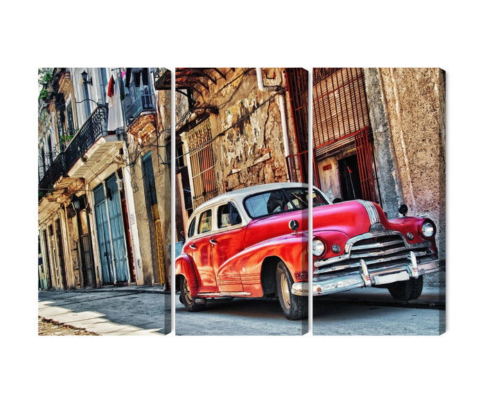 Ljuddämpande tavla - Old american car and havana