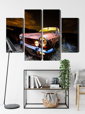 Ljuddämpande tavla - Old abandoned car 3d