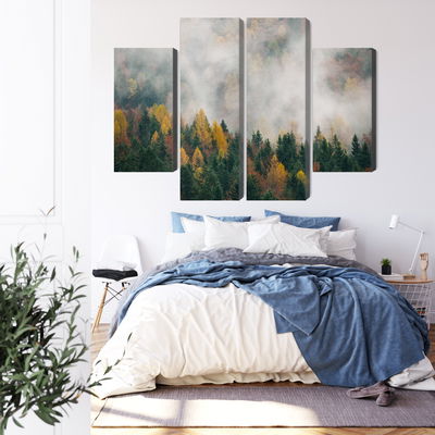 Ljuddämpande tavla - Autumn forest in fog 3d