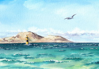 Ljuddämpande tavla - Sea and lighthouse