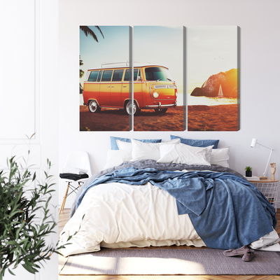 Ljuddämpande tavla - Retro car on the beach