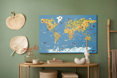 Ljuddämpande tavla - World map with animals