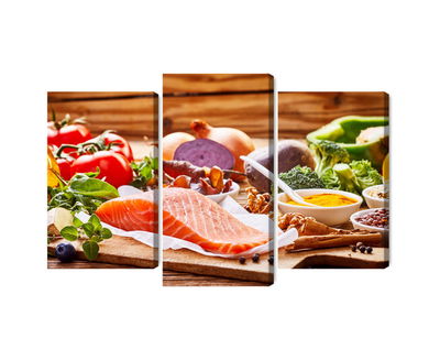 Ljuddämpande tavla - Salmon among vegetables