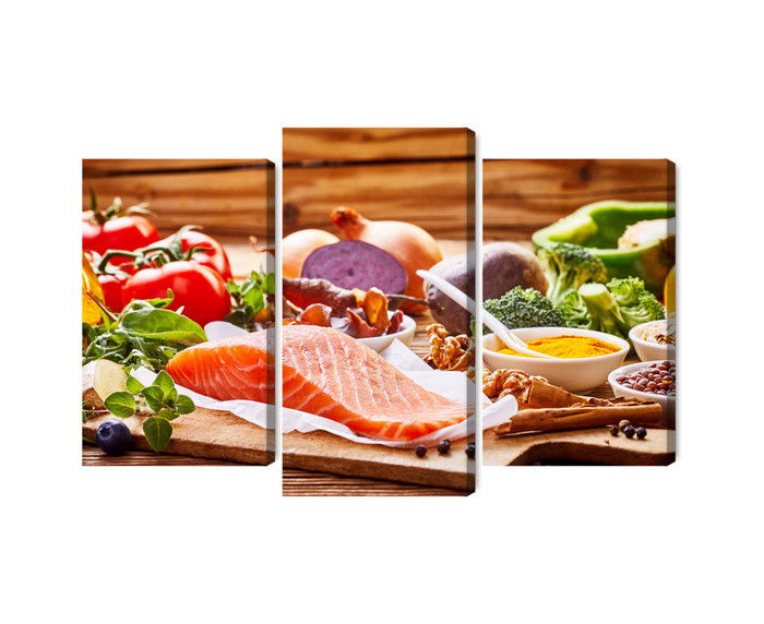 Ljuddämpande tavla - Salmon among vegetables