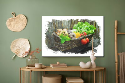 Ljuddämpande tavla - Wicker basket of vegetables