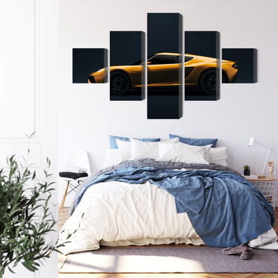 Ljuddämpande tavla - Yellow 3d sports car