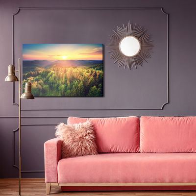Ljuddämpande tavla - Sunset over forest hills