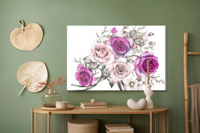 Ljuddämpande tavla - Delicate roses like painted