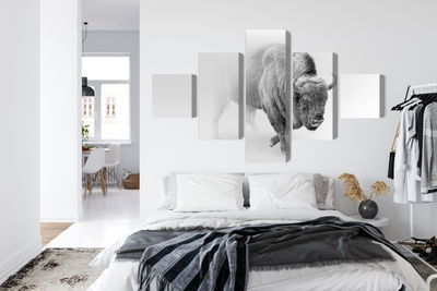 Ljuddämpande tavla - Bison in the fog 3d