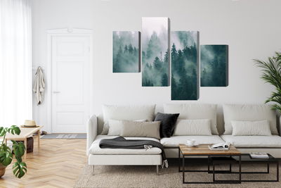 Ljuddämpande tavla - Fog in the green forest