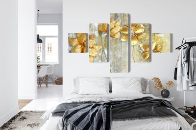 Ljuddämpande tavla - Decorative flowers in shades