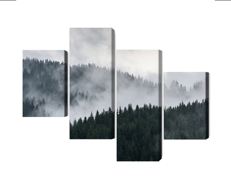 Ljuddämpande tavla - Misty 3d forest landscape