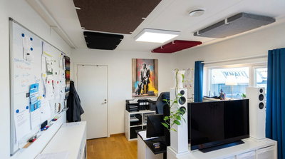 Ljudabsorbering till tak - PES ceiling fabric