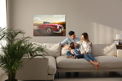 Ljuddämpande tavla - Red car in motion