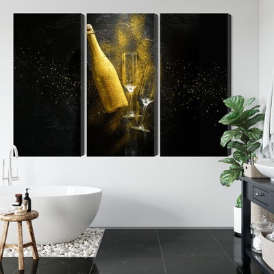 Ljuddämpande tavla - Golden bottle of champagne