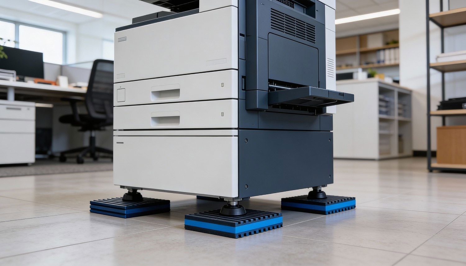 Kunskapsportal om vibrationsdämpning av maskiner i kontor som minskar stomljud och skakningar från utrustning.