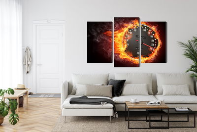 Ljuddämpande tavla - Speedometer in flames