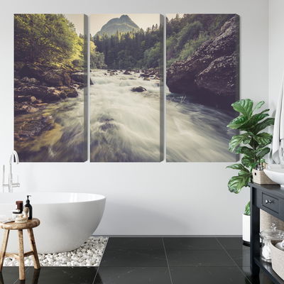 Ljuddämpande tavla - Mountain river in the forest