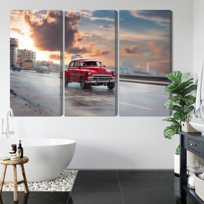 Ljuddämpande tavla - Historic car on the road