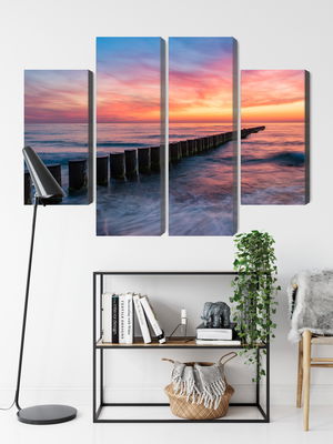 Ljuddämpande tavla - The baltic sea with wooden