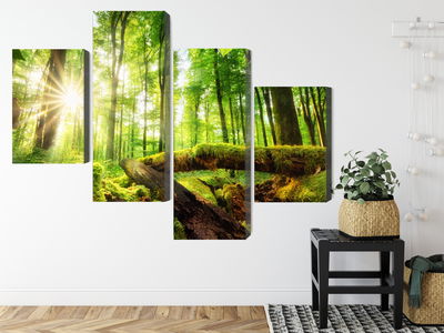 Ljuddämpande tavla - Sunrays in a forest 3d