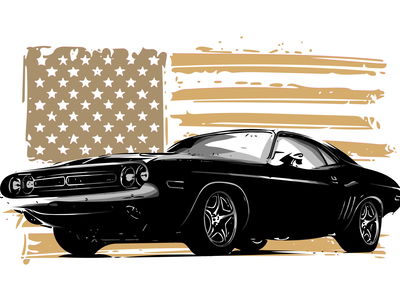 Ljuddämpande tavla - American muscle car with Usa