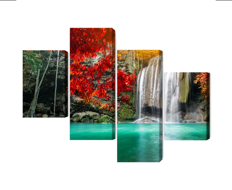 Ljuddämpande tavla - Cascade in the autumn forest