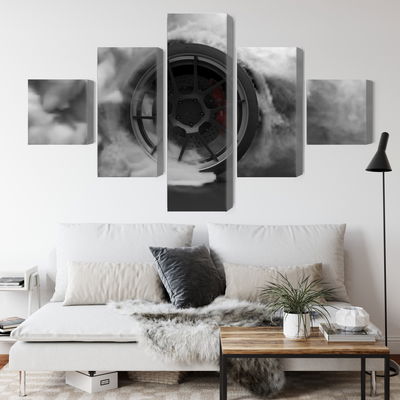 Ljuddämpande tavla - Car wheel in a cloud of 3d