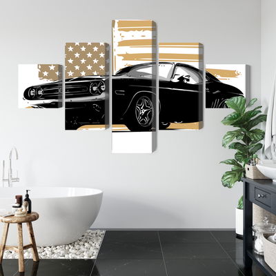 Ljuddämpande tavla - American muscle car with Usa