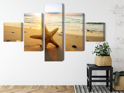 Ljuddämpande tavla - Starfish on the beach 3d