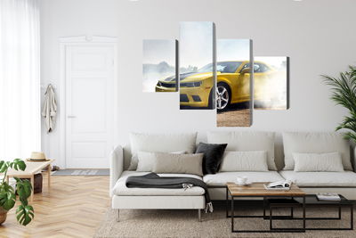 Ljuddämpande tavla - 3d drifting yellow car