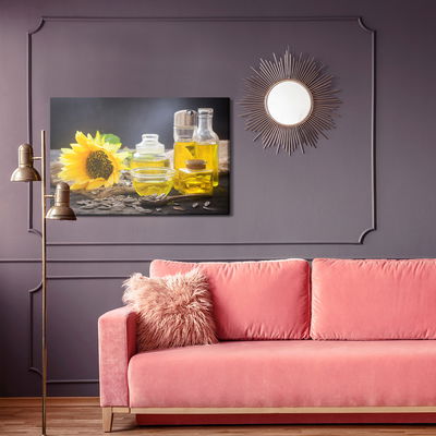 Ljuddämpande tavla - Bottles with sunflower oil