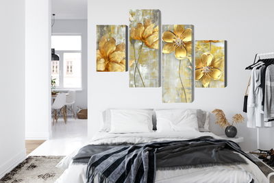 Ljuddämpande tavla - Decorative flowers in shades