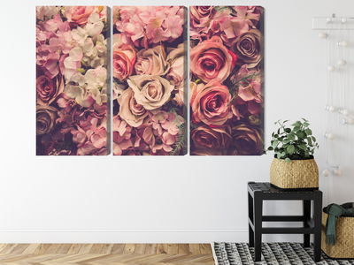 Ljuddämpande tavla - Delicate colorful 3d flowers