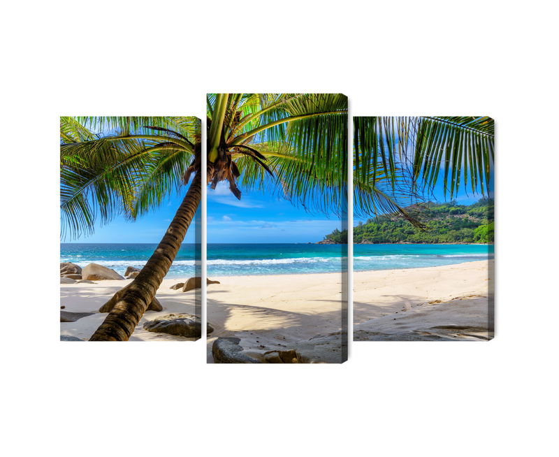 Ljuddämpande tavla - Tropical beach with 3d palm