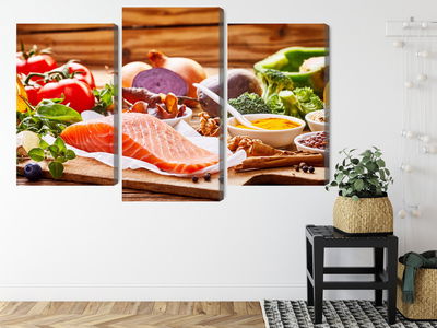Ljuddämpande tavla - Salmon among vegetables