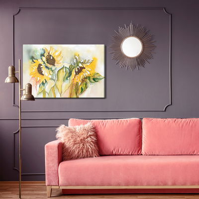 Ljuddämpande tavla - Watercolor sunflowers